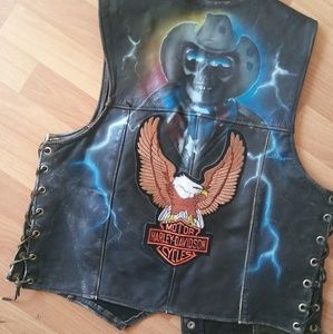 Hand painted vintage moto vest